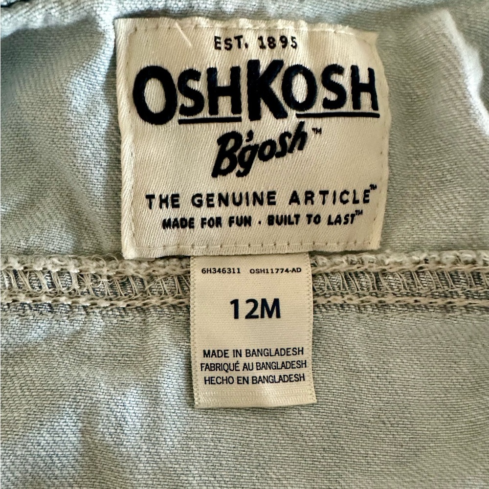 🌸 OshKosh B’gosh Denim Jean Jacket Embroidered Flowers Size 12M - Picture 12 of 13
